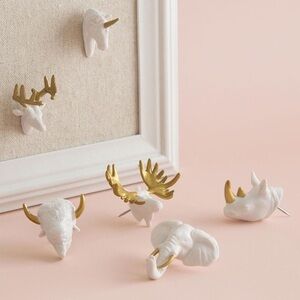 U Brands Animal Push Pins Set of 6 White Gold
